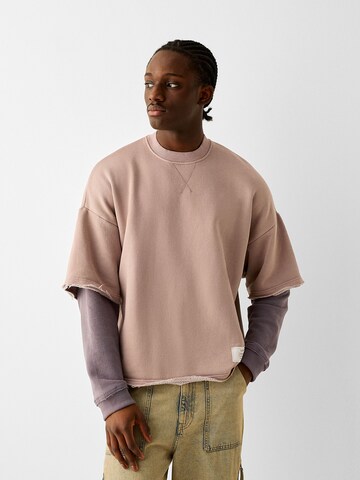 Sweat-shirt Bershka en rose : devant