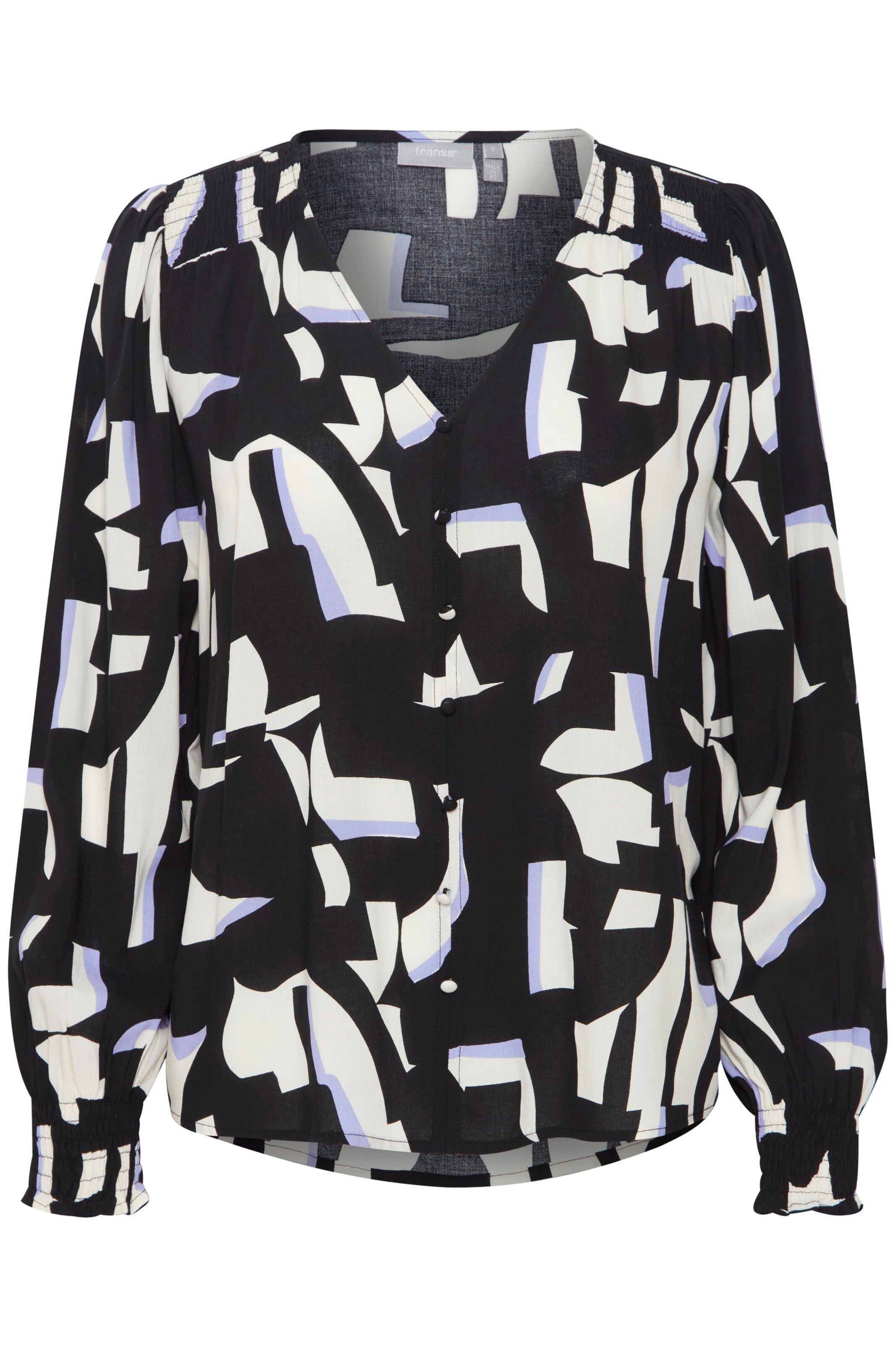 Fransa Blouse 'Flowy' in Zwart: voorkant