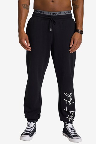 STHUGE Tapered Pants in Black: front