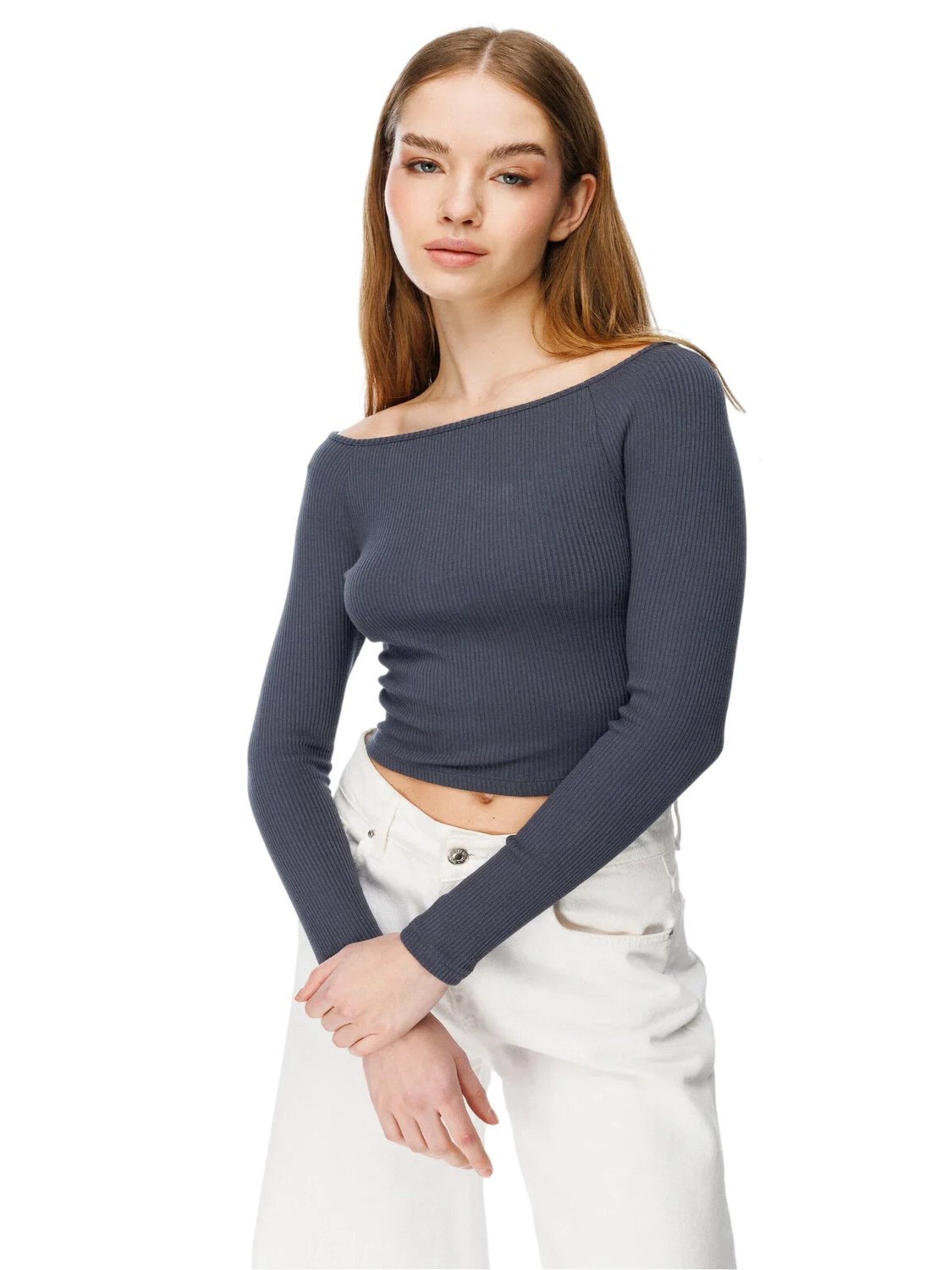 Alexa Dash Bluse in Grau: Vorderseite