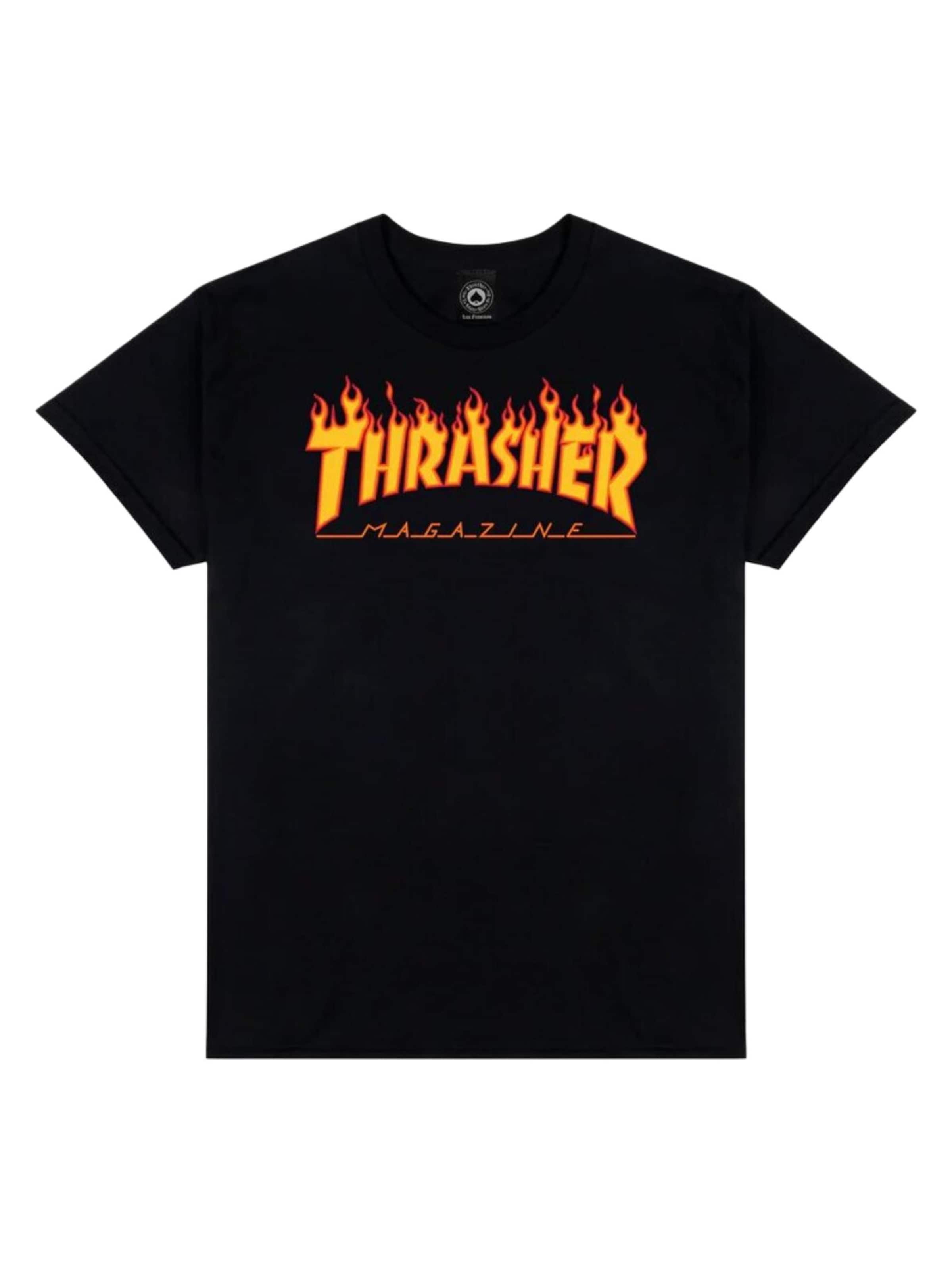 THRASHER Shirt 'FLAME'‌‌ in Schwarz: Vorderseite