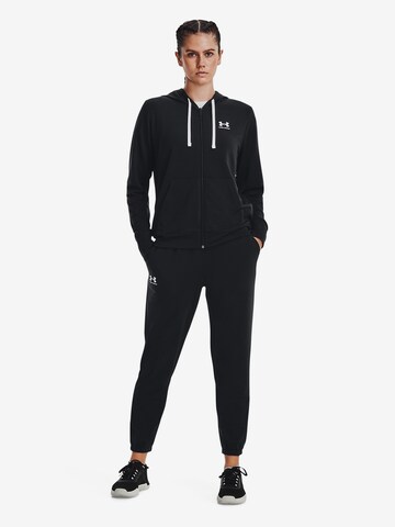 UNDER ARMOUR Athletic Zip-Up Hoodie 'Rival Terry' in Black