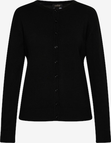 usha BLACK LABEL Knit Cardigan in Black: front