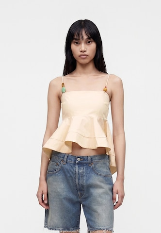 TOPSHOP Топ 'TSMINA SL TOP WVN' в бежово: отпред