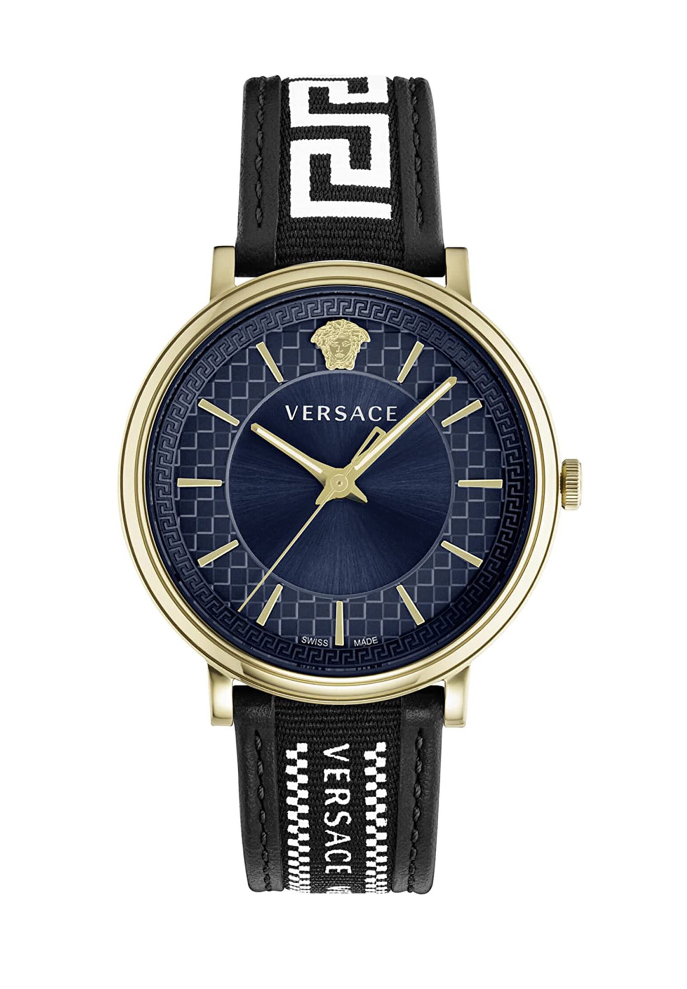 VERSACE Analoguhr 'V-Circle' in Blau: Vorderseite