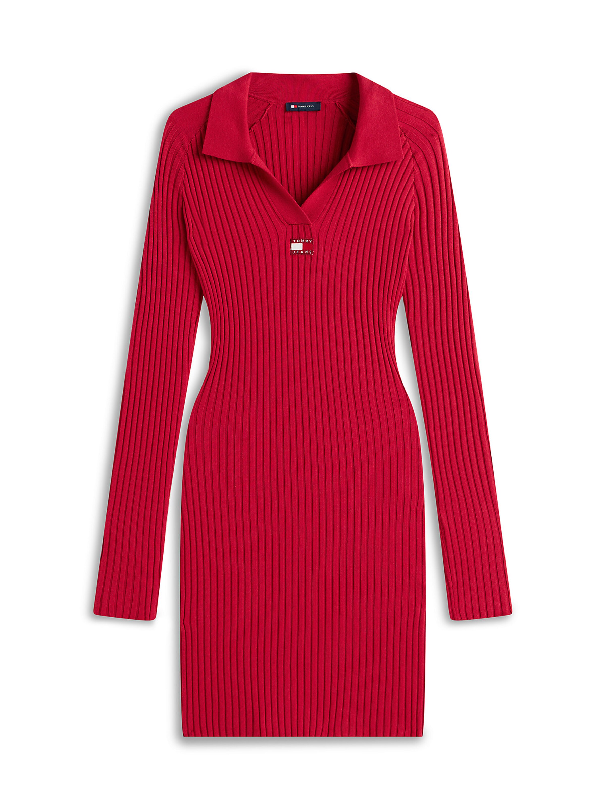 Tommy Jeans Strickkleid in Rot: Vorderseite