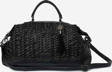 Marc Picard Handbag 'Bowling Flechtoptik' in Black: front