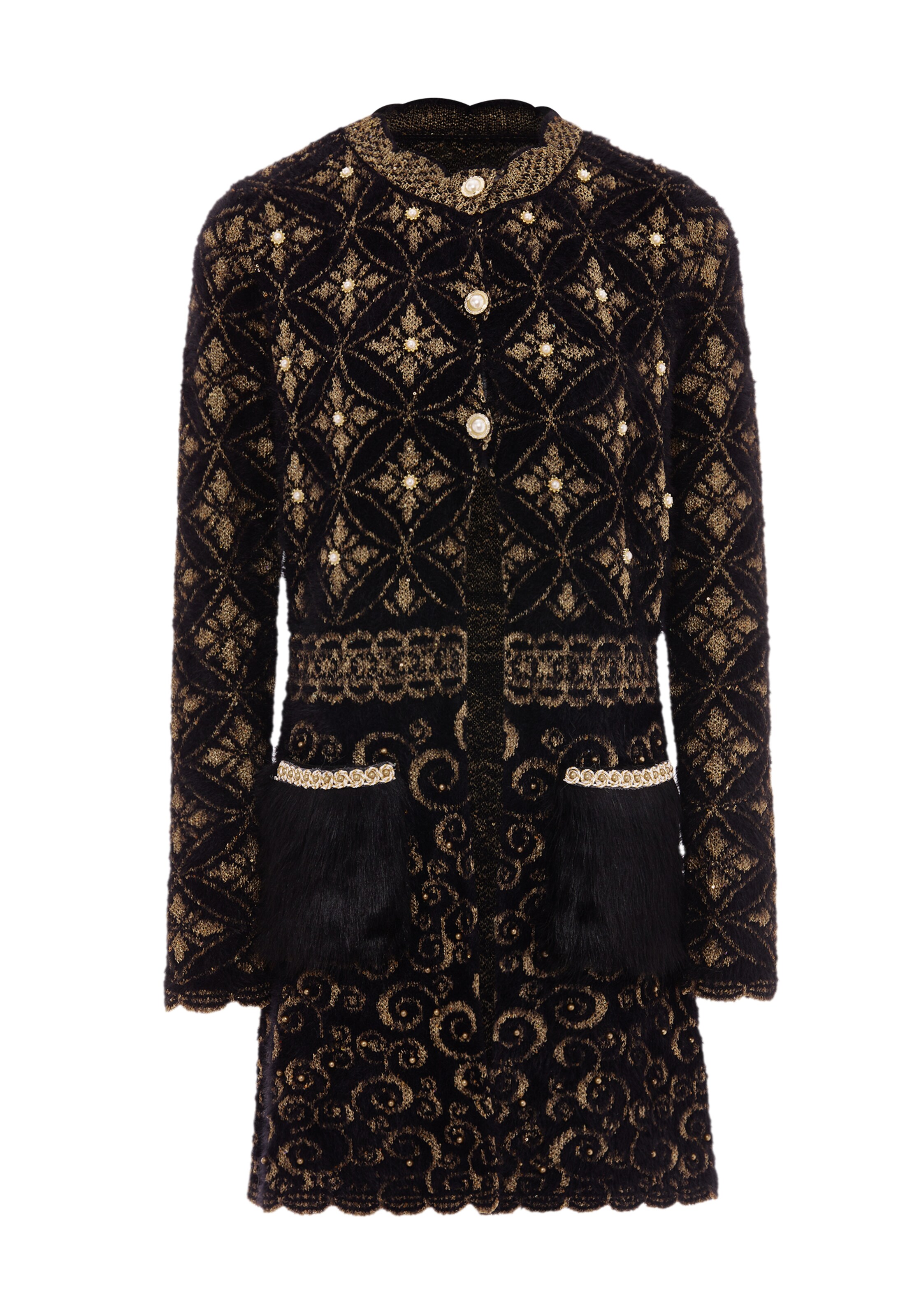 faina Πλεκτή ζακέτα σε μαύρο: μπροστά