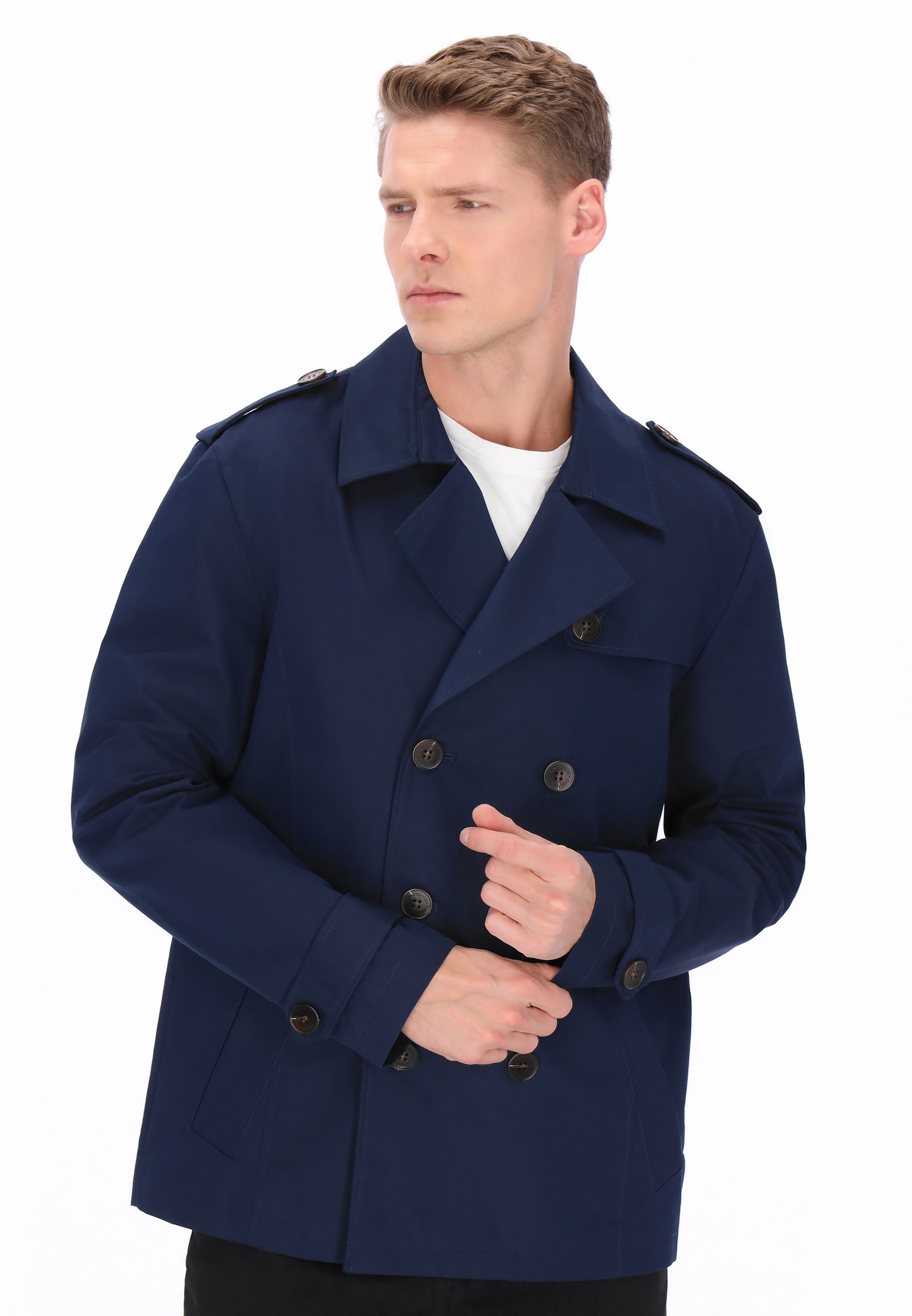 DreiMaster Klassik - Sobretudo meia-estação em azul: frente