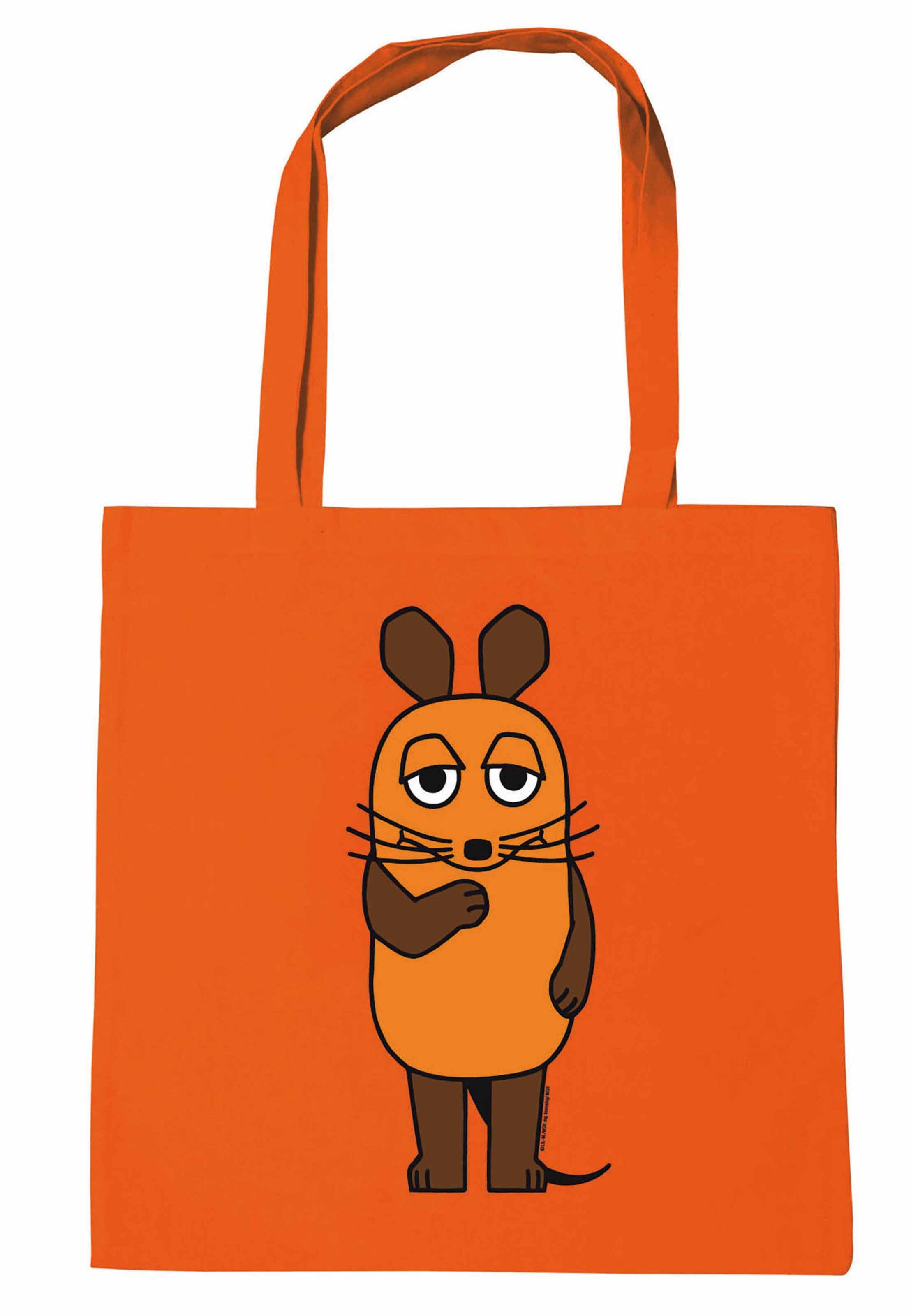 LOGOSHIRT Shopper 'Die Sendung mit der Maus' in Oranje: voorkant