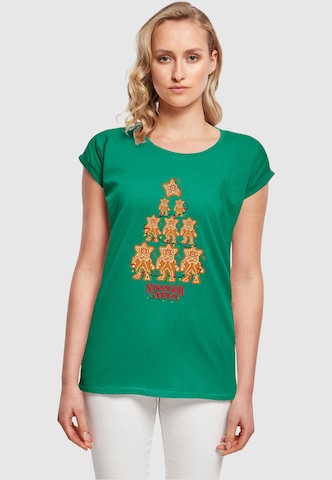 ABSOLUTE CULT Shirt 'Stranger Things - Gingerbread' in Groen: voorkant