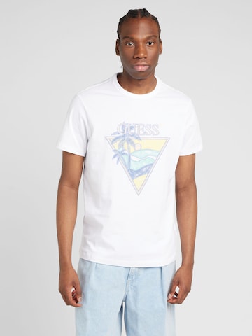 T-Shirt GUESS en blanc : devant