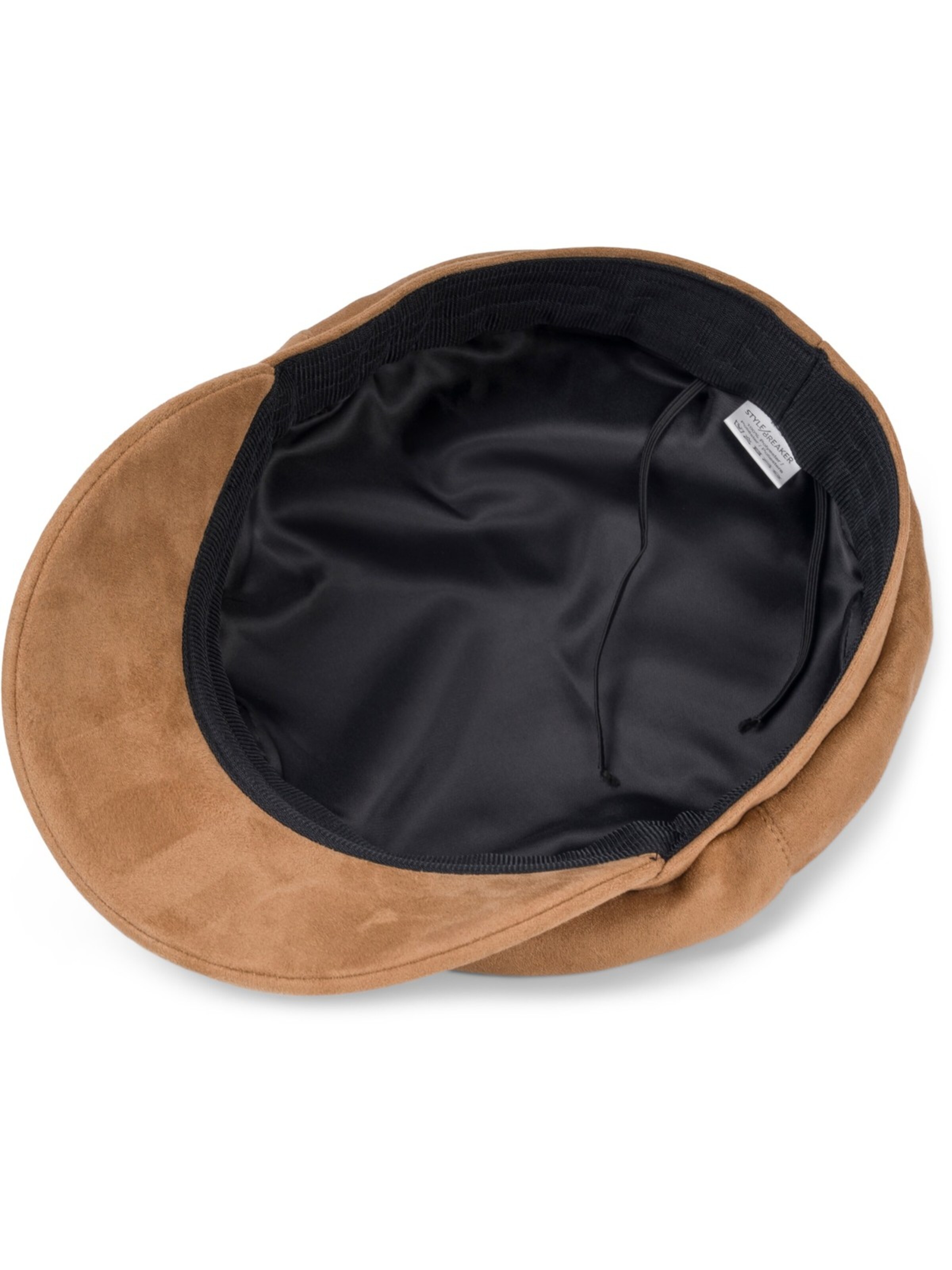 styleBREAKER Beanie 'Ballonmütze Einfarbig Veloursleder Optik' in Beige