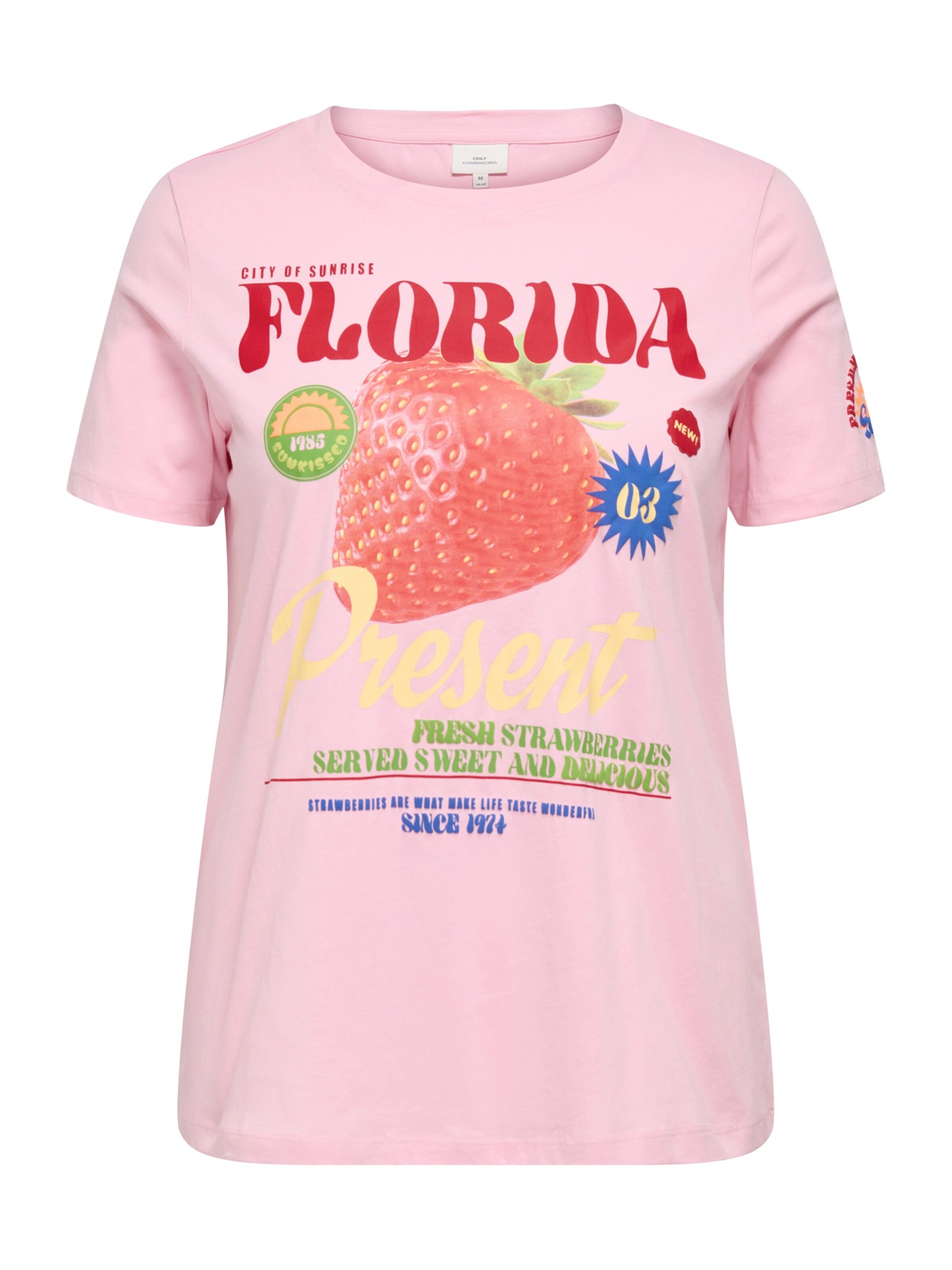 Tricou 'CARBOLETTE' de la ONLY Carmakoma pe roz: față