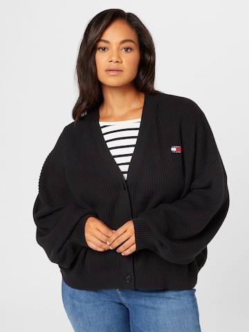 Tommy Jeans Curve Knit Cardigan in Black: front
