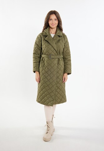 Usha Between-Seasons Coat in Green: front