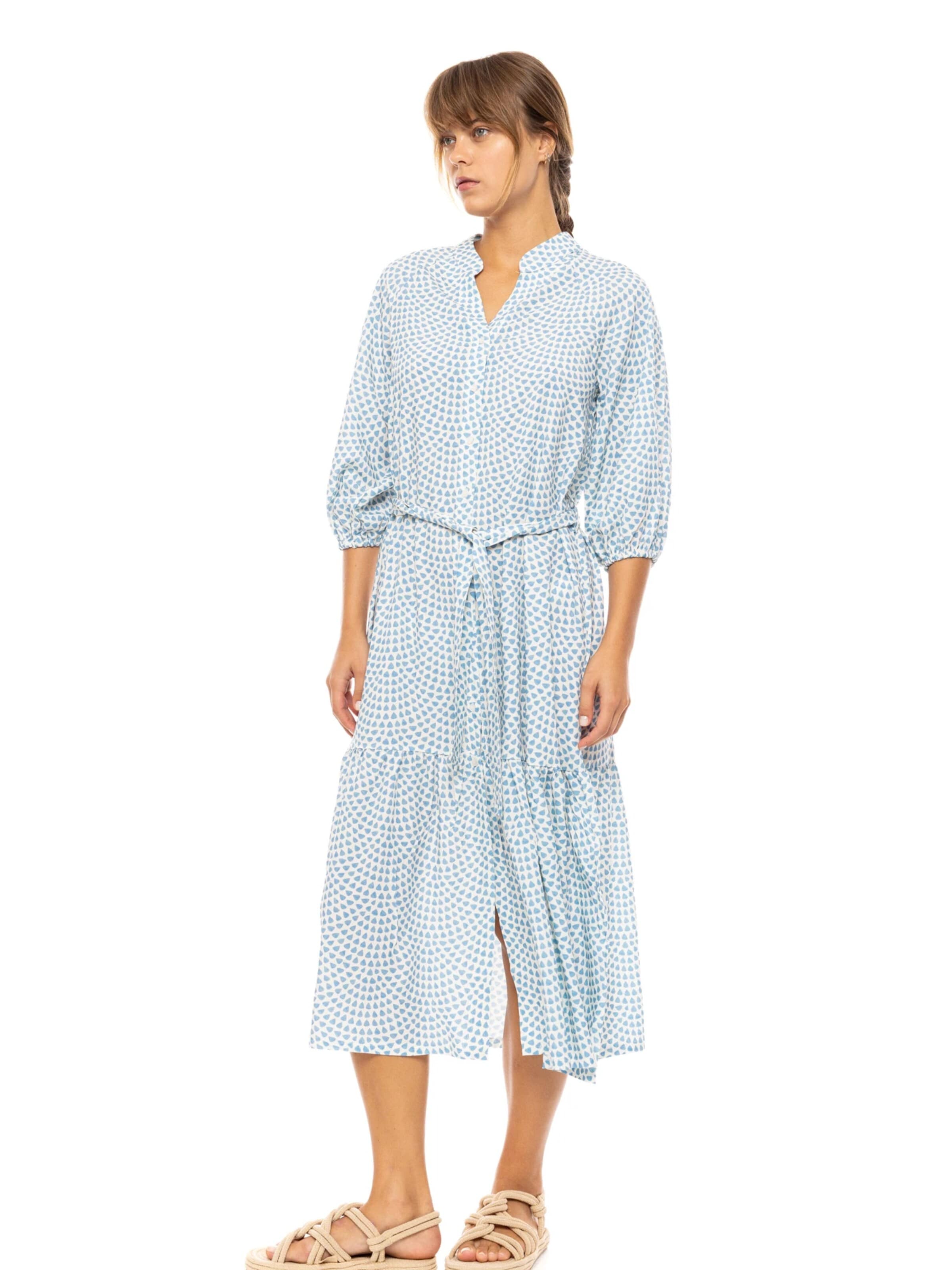 Pink Label Letní šaty 'BEACHWEAR LONG VISTA BLUE & CREAM' – modrá