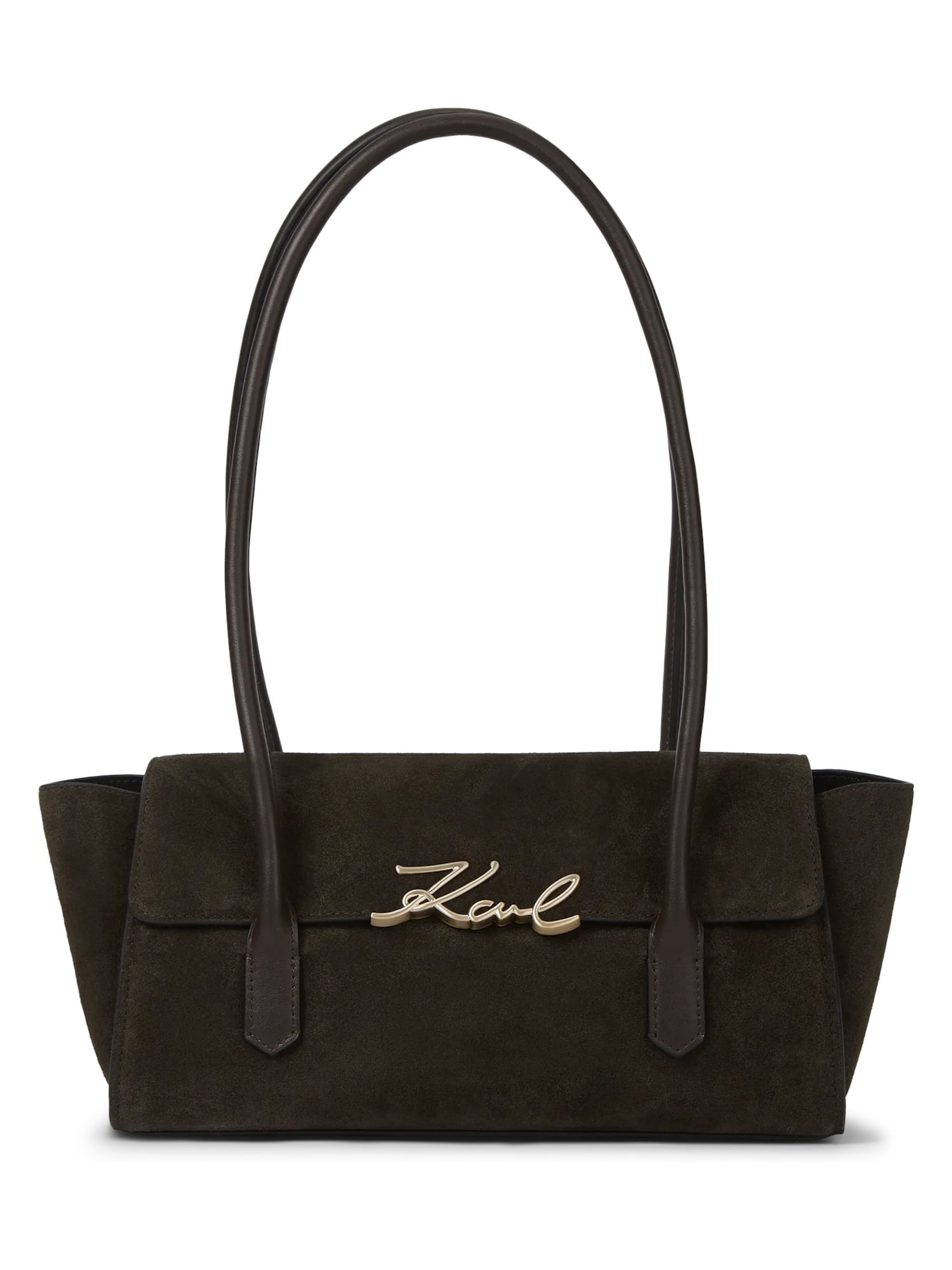 Karl Lagerfeld - Mala de ombro 'K/Signature' em castanho: frente