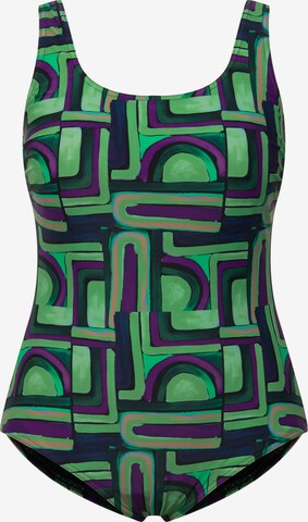 Ulla Popken Bralette Swimsuit in Green: front