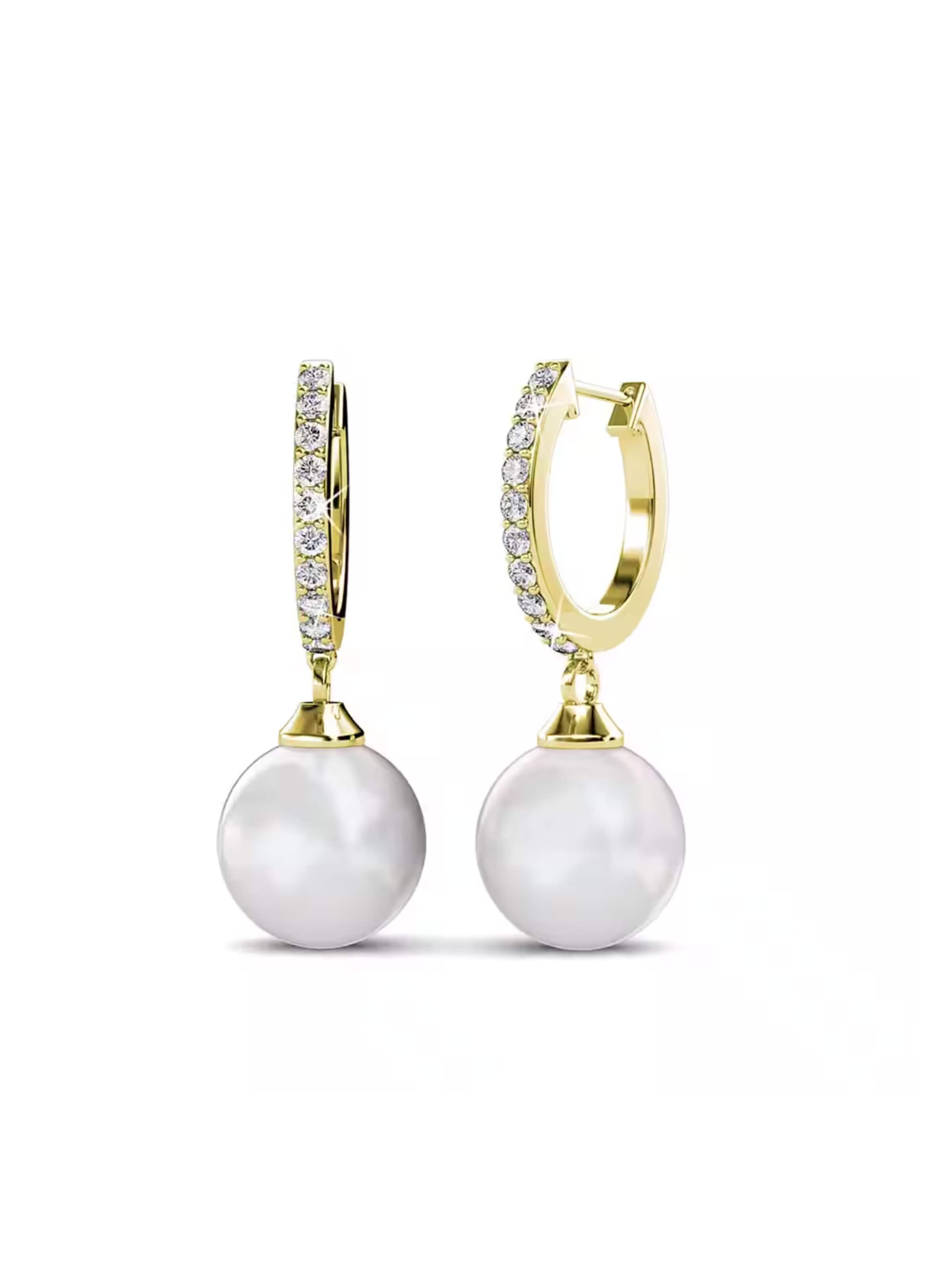 ROUGEMONT Jewellery Ohrringe 'Extravagante Perlen Damen Creolen Muschelperle'‌‌‌‌‌‌‌ in Gold: Vorderseite
