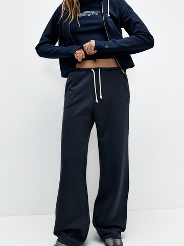Pull&Bear Wide leg Broek in Blauw: voorkant
