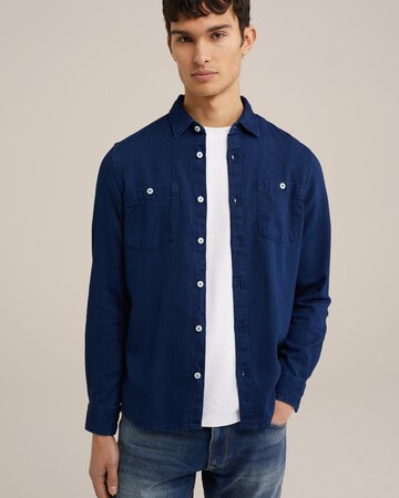 WE Fashion Regular fit Button Up Shirt in Blue: front