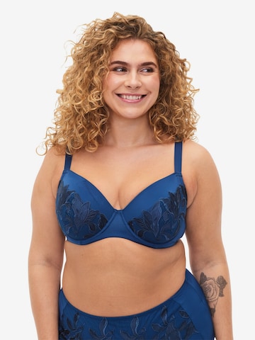 Devoted by Zizzi Triangle Bra 'LANI' in Blue: front