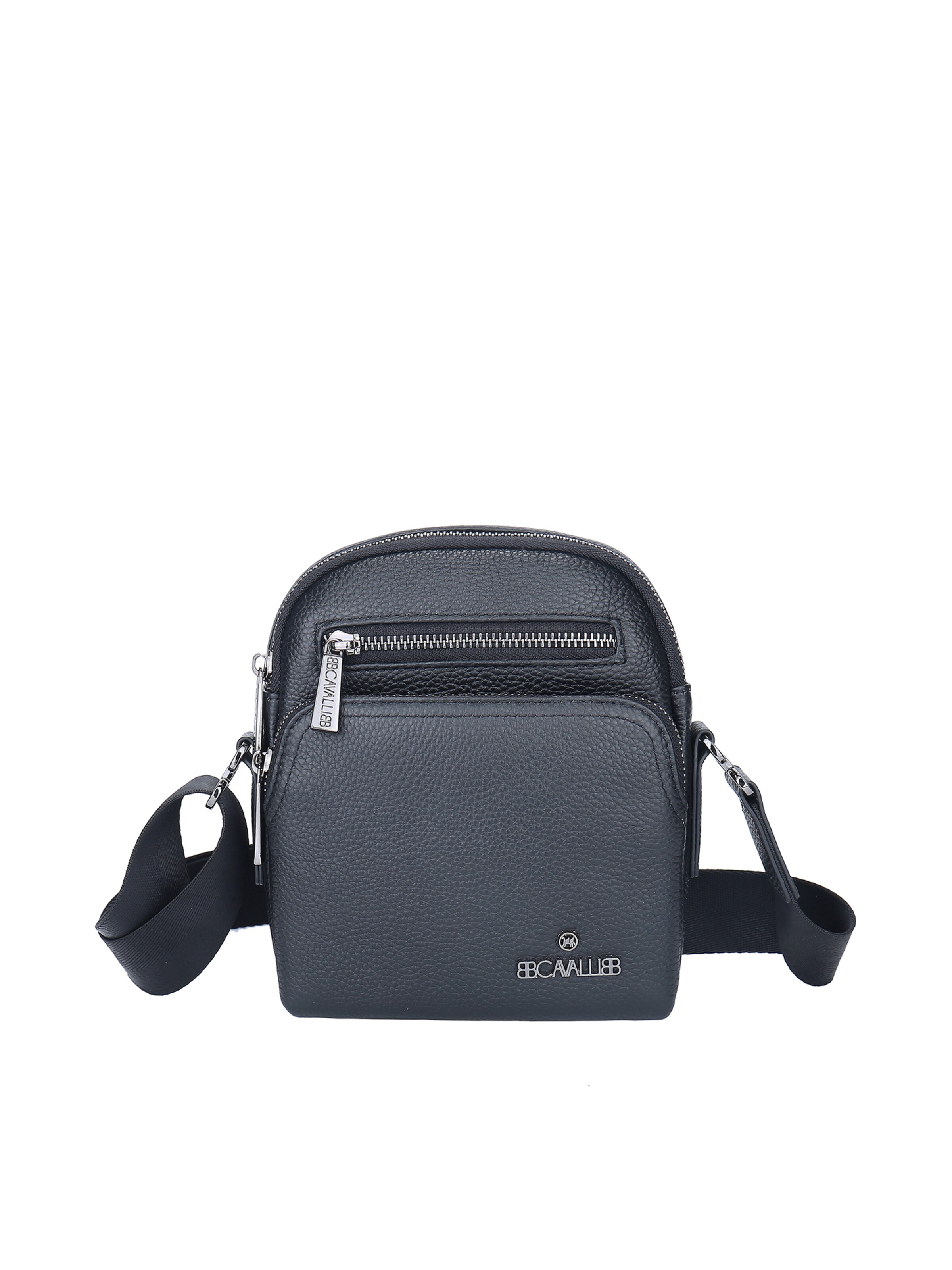 Borsa a tracolla 'Borsa a Tracolla Uomo Vera Pelle con Zip - B Cavalli' di B. Cavalli in nero: frontale