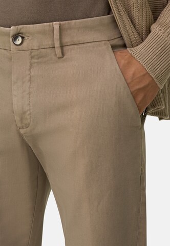 Boggi Milano Slim fit Chino trousers in Brown: front