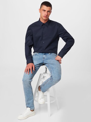 BOSS Slim fit Overhemd 'H-Hank' in Zwart