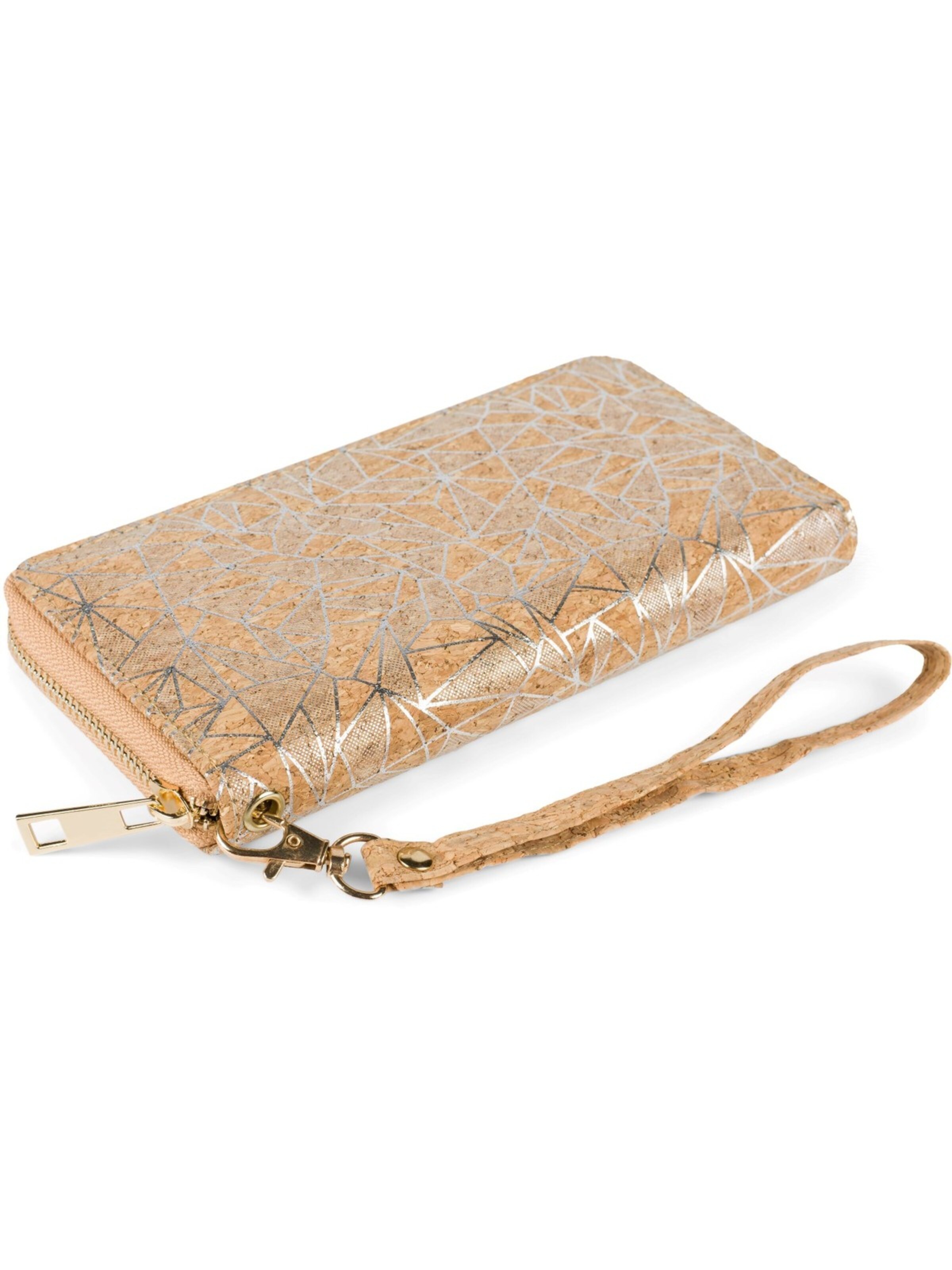 styleBREAKER Portemonnaie 'Kork Geldbörse mit Prisma Muster'‌‌‌‌‌‌‌‌‌‌ in Silber