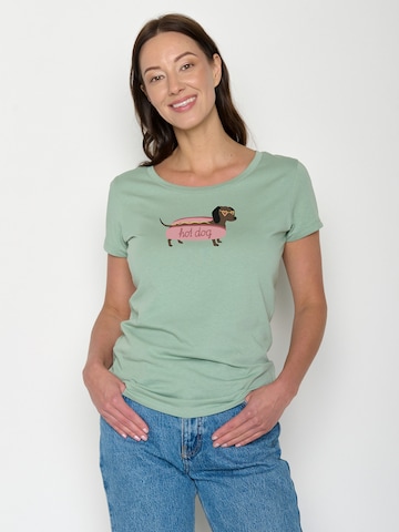 GREENBOMB T-Shirt 'Loves Hot Dog' in Grün: Vorderseite