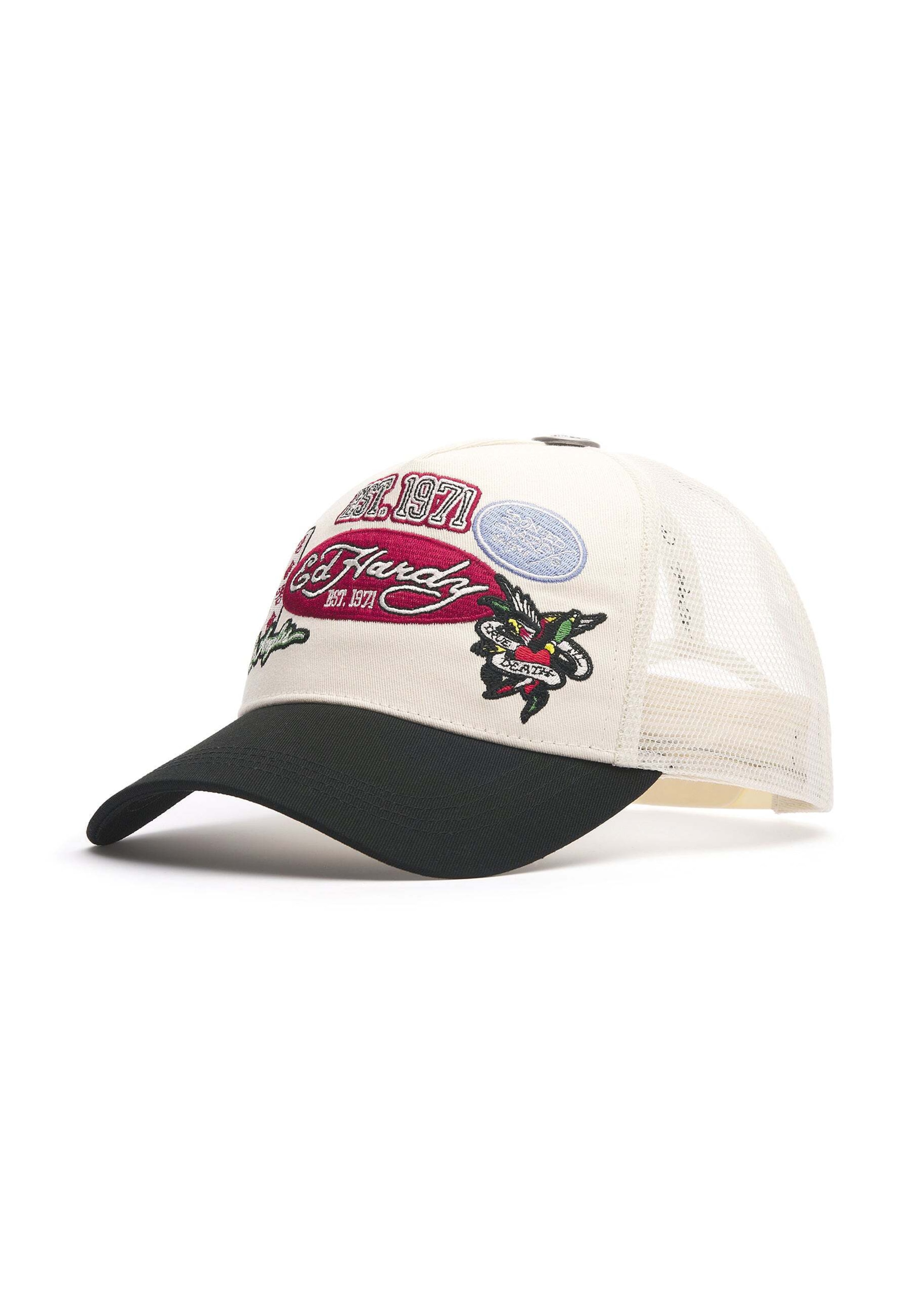 Ed Hardy Cap 'Est 1971 Varsity' in Weiß: Vorderseite