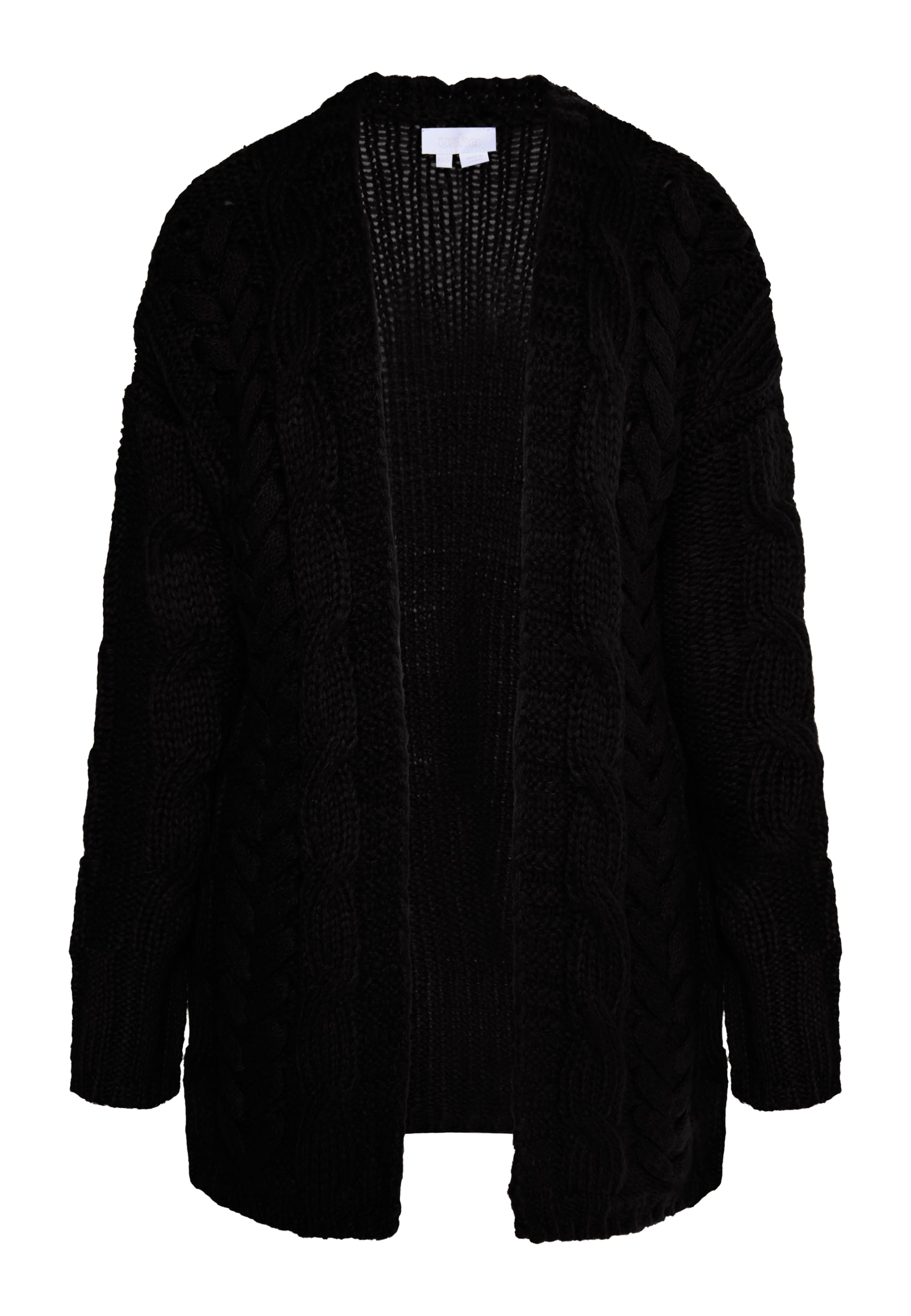 usha WHITE LABEL Kardigán 'Vanne' - Čierna: predná strana