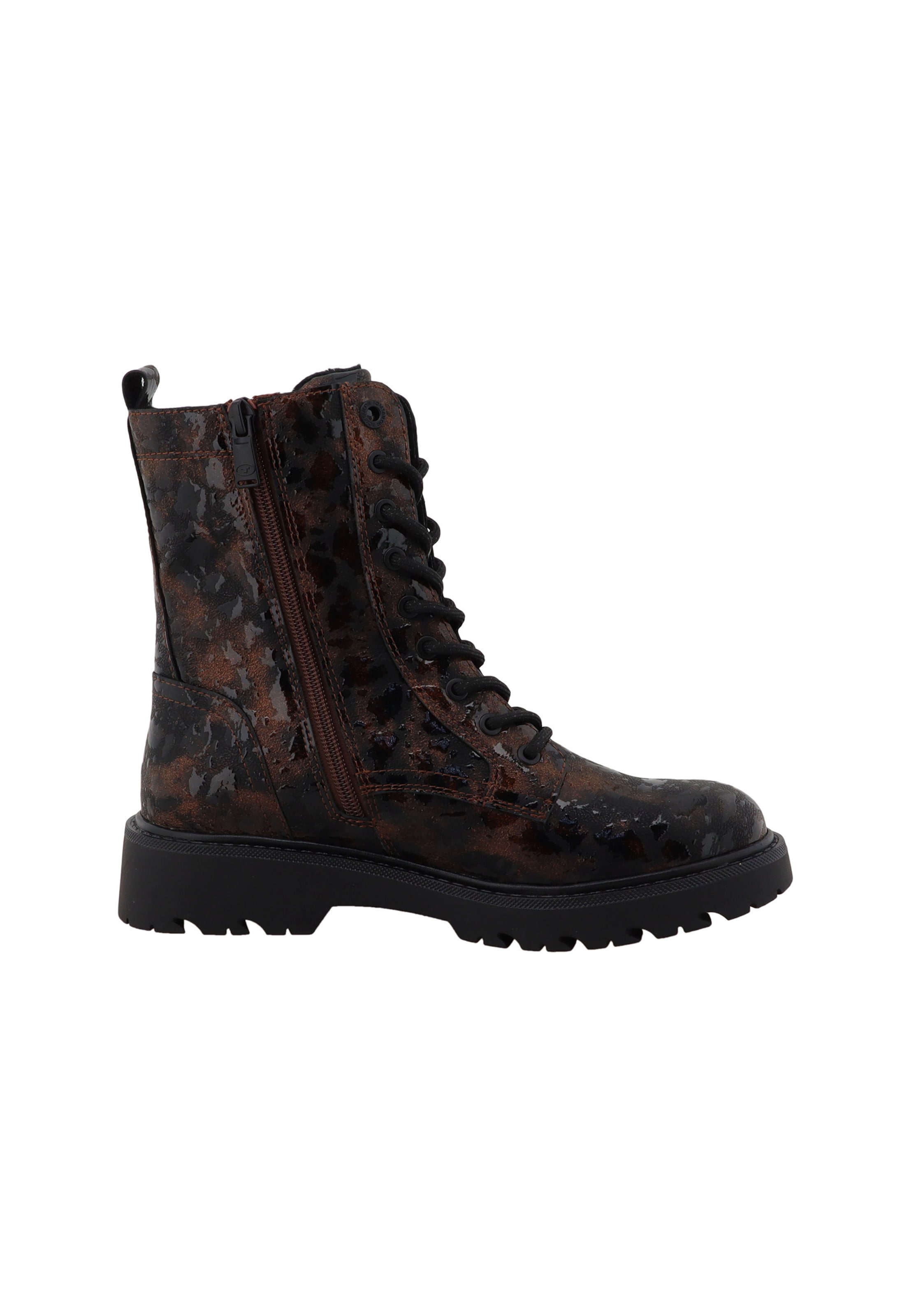 TOM TAILOR Schnürstiefelette in 37 in cognac / dunkelbraun, Produktansicht
