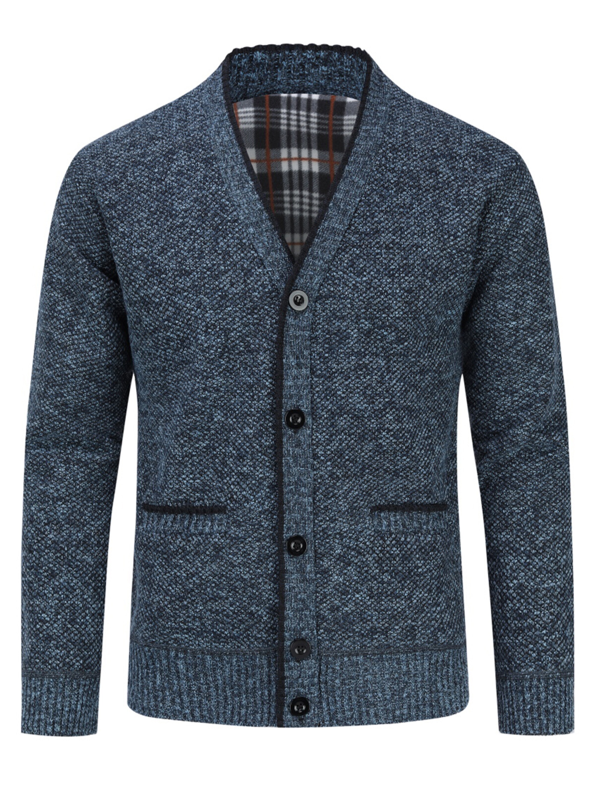 ALLTHEMEN Knit Cardigan in Blue: front