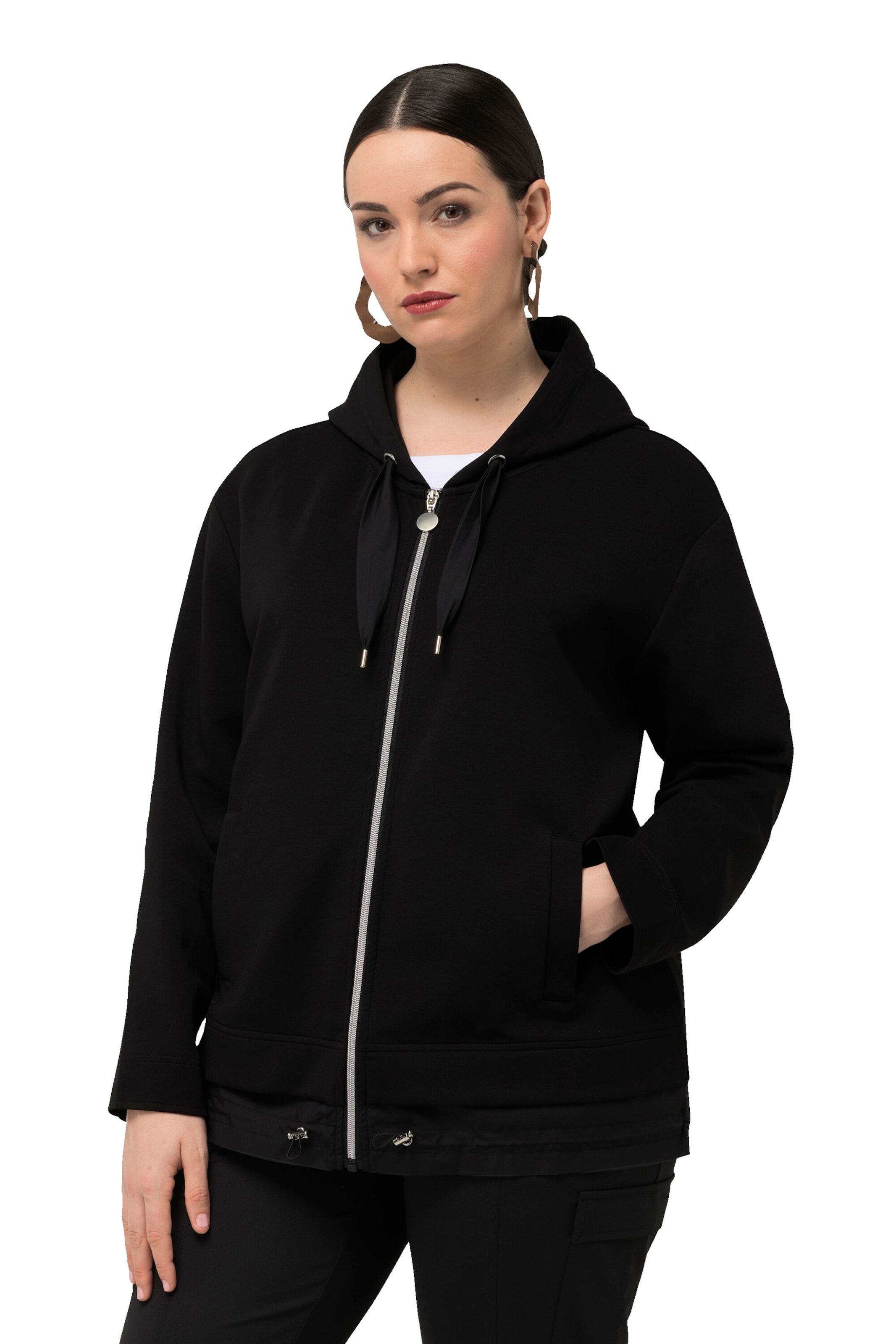 Ulla Popken Tussenjas in Zwart: voorkant