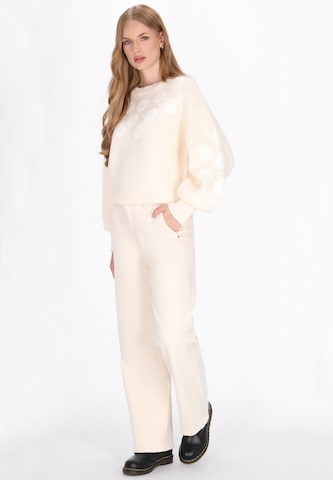 DreiMaster Vintage Υπερμέγεθες πουλόβερ σε λευκό
