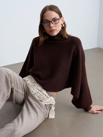 Dilvin - Pullover oversized em castanho
