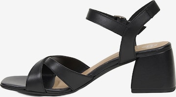 Desa - Sandalias 'DESA Damen-Sandalen aus Leder mit Blockabsatz und Schnallendetail' en negro: frente