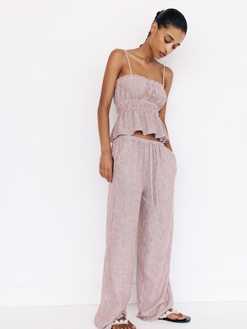 Pull&Bear Wide leg Trousers in Red