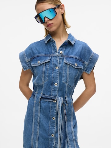 KARL LAGERFELD JEANSKošulja haljina ' Kurzärmeliges Jeanskleid mit Gürtel ' - plava boja