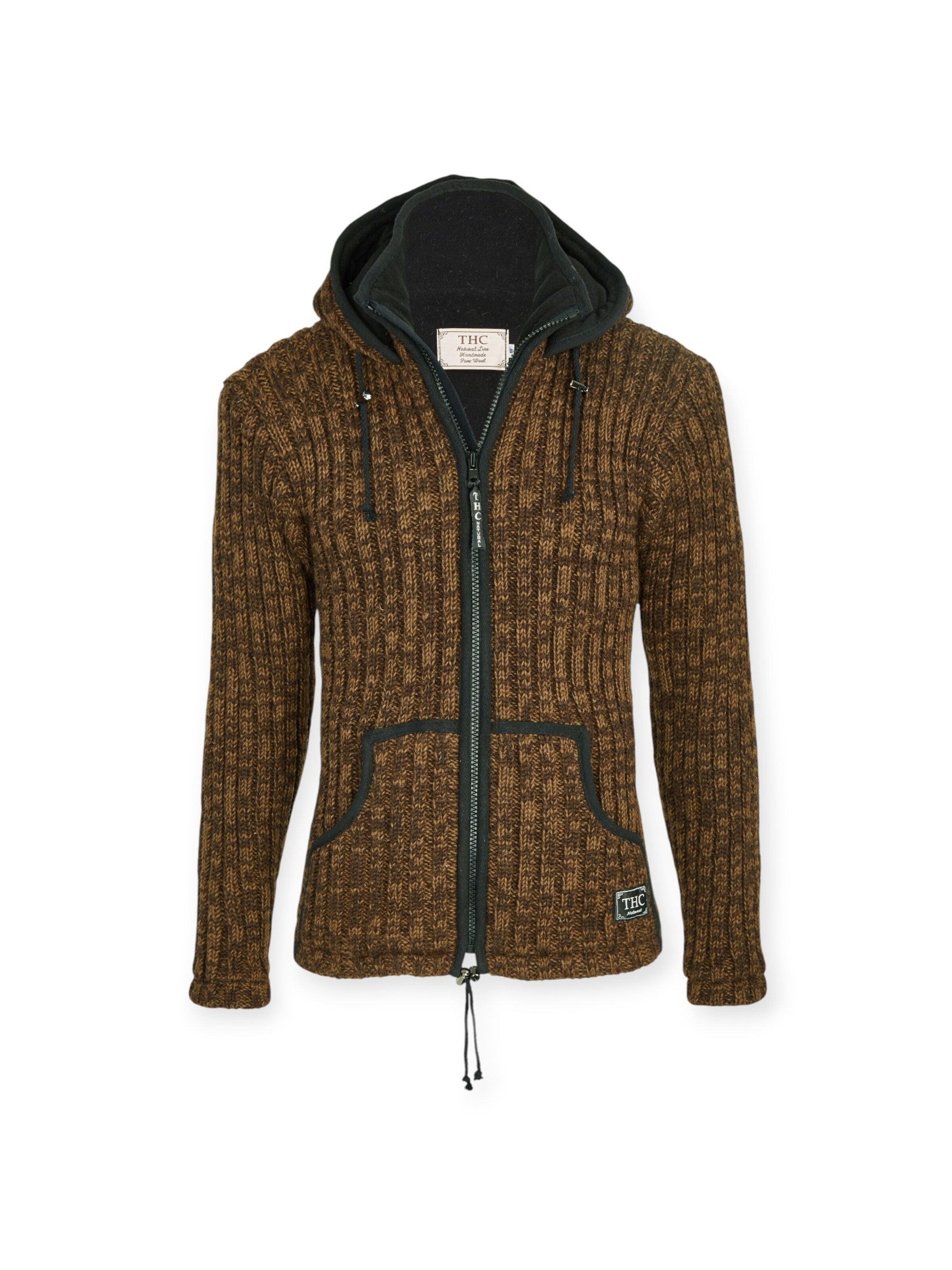 THC Natural Line Strickjacke '718'‌ in Braun: Vorderseite