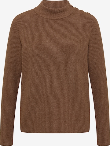 CECIL Pullover mit Struktur und Knopfdetail in Braun: Vorderseite
