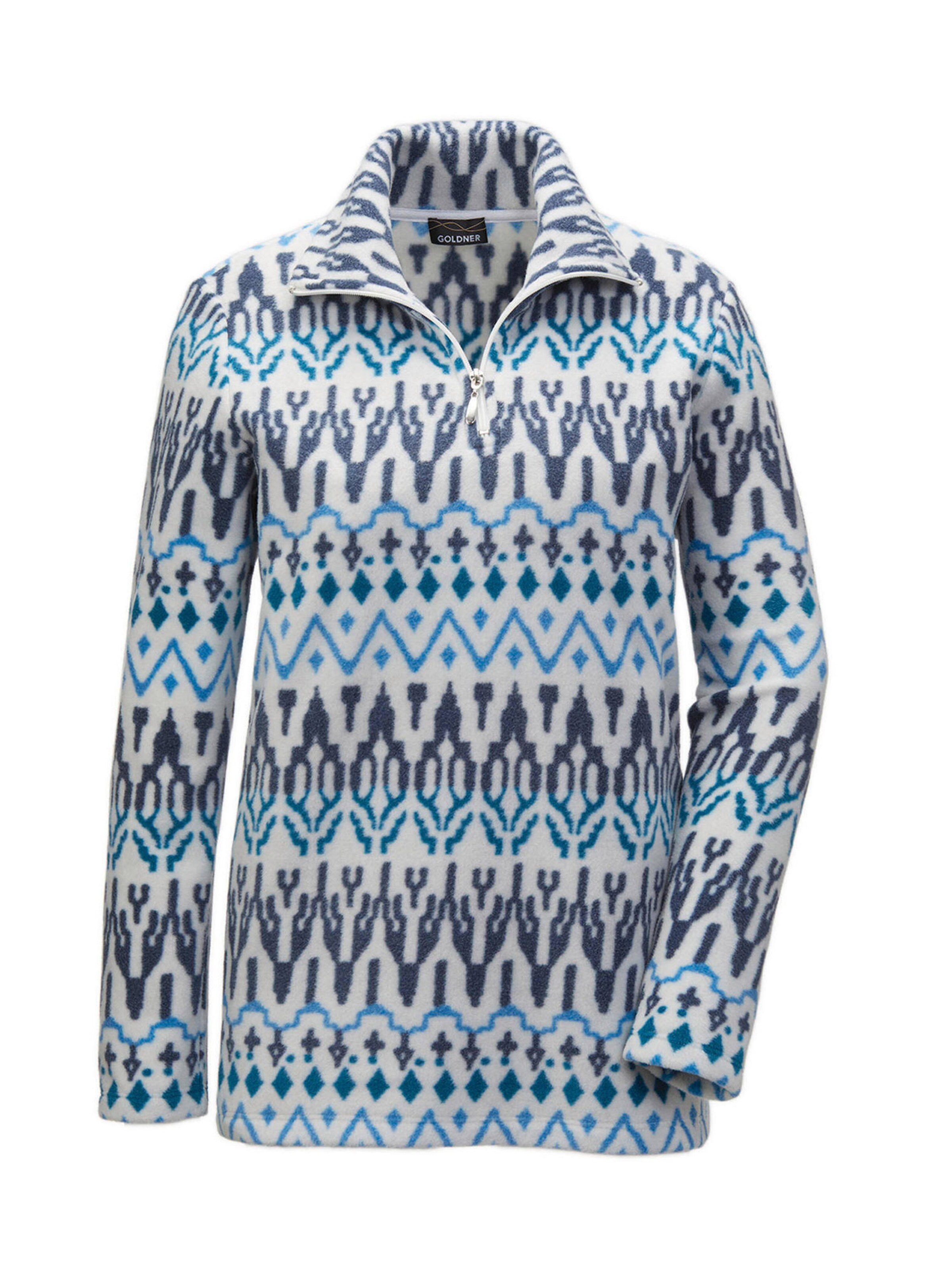 Goldner Pullover in Blau: Vorderseite