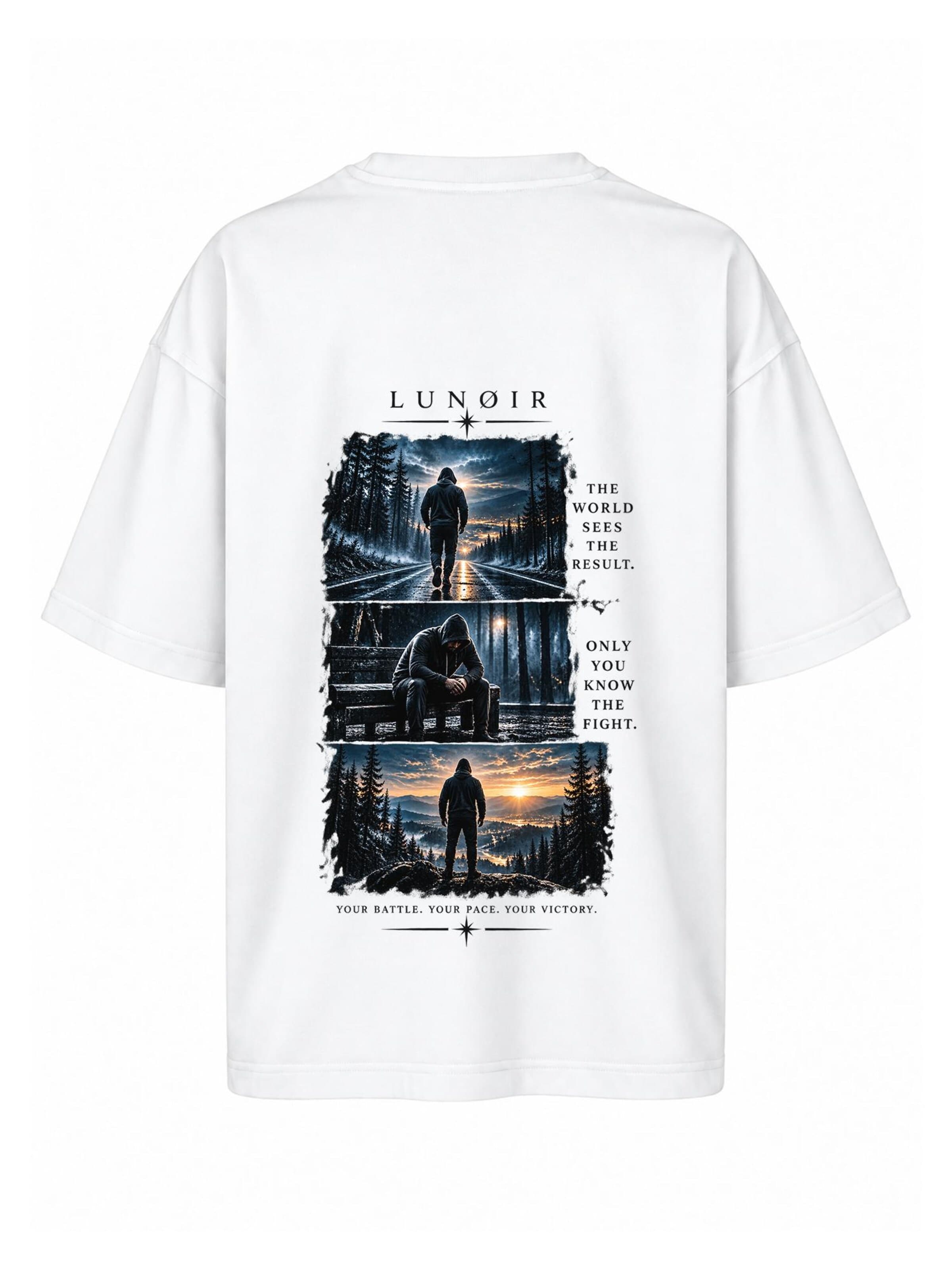 LUNØIR Studio Shirt 'Only You Know the Fight' in Wit: voorkant