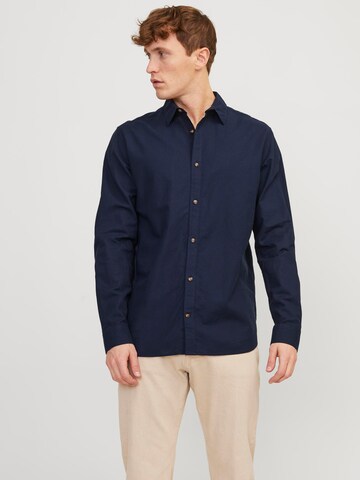 JACK & JONES Comfort fit Button Up Shirt 'JJESummer' in Blue: front