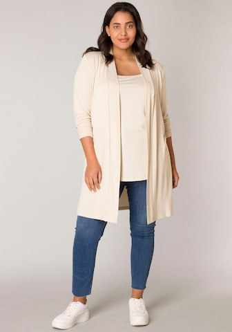 BASE LEVEL CURVY Knit Cardigan in Beige