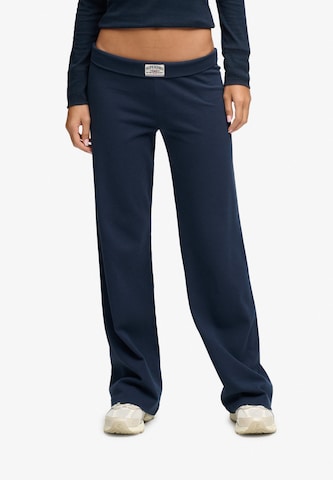 Superdry & Co Wide leg Broek 'Athletic Essentials' in Blauw: voorkant