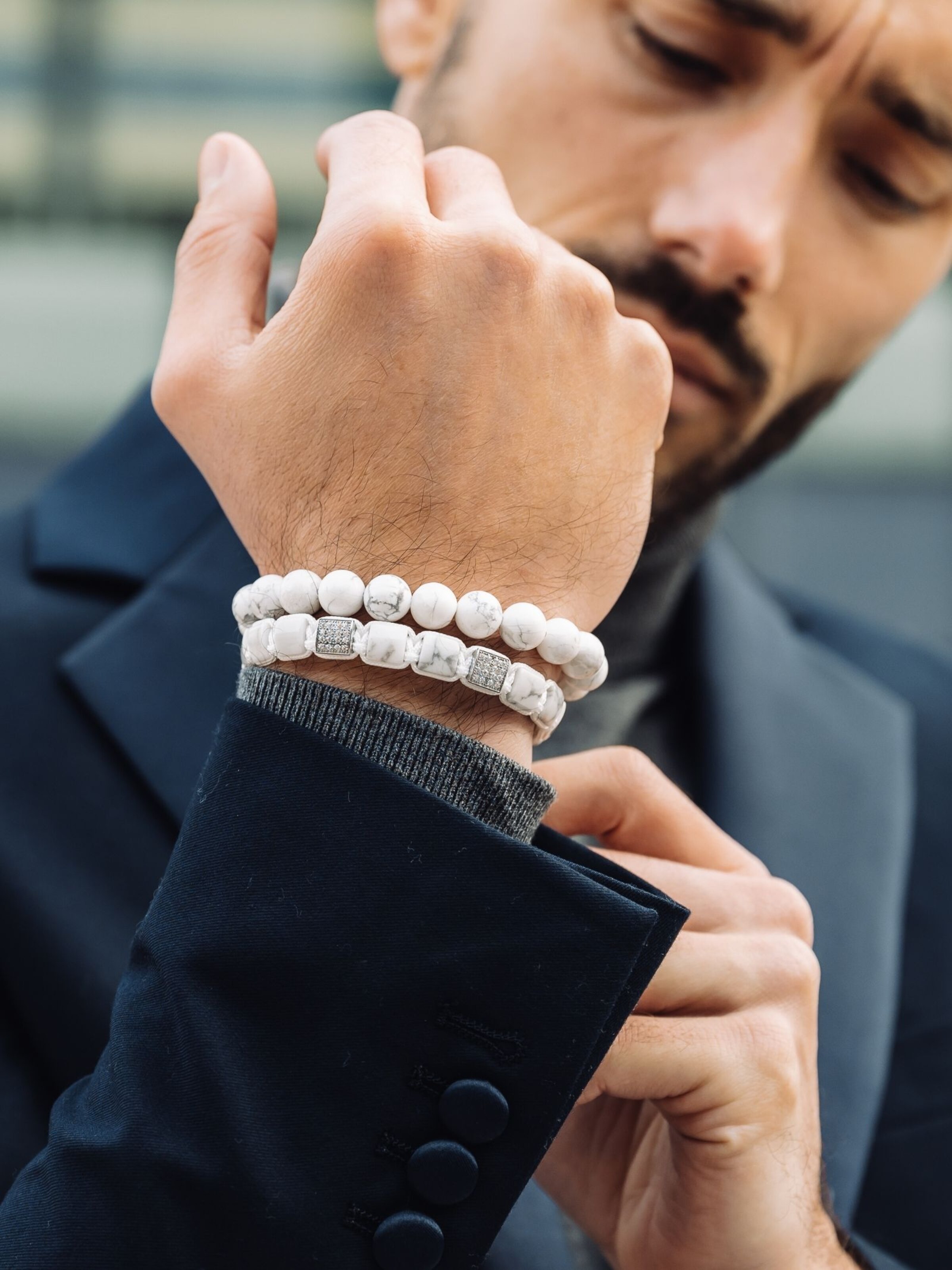 GT Collection Bracelet 'Flat-Bead' in White